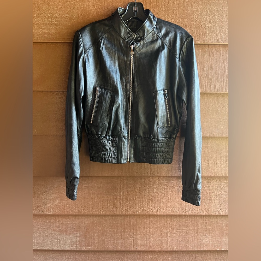 Uniquism NEW YORK black, genuine leather, zip, fitted jacket, size M